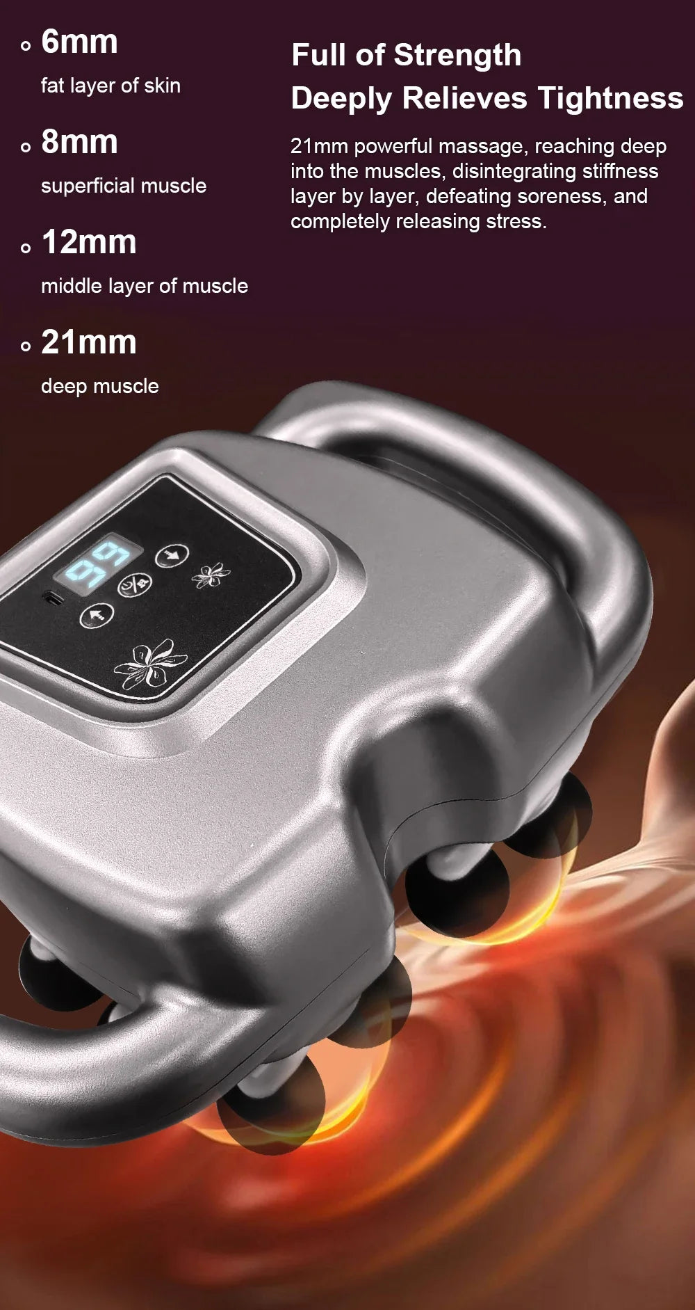 Deep Tissue Percussion Massage Gun for Muscle Recovery, 9-Speed Rechargeable Handheld Massager for Pain Relief in Back, Neck