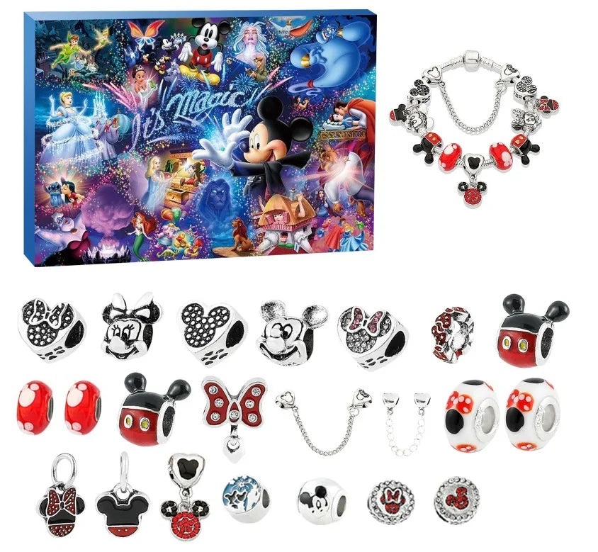 2025 Stitch Christmas Advent Calendar – DIY Jewelry Kit with 24 Days, Charm Bracelet & Necklace for Girls