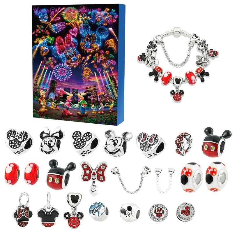 2025 Stitch Christmas Advent Calendar – DIY Jewelry Kit with 24 Days, Charm Bracelet & Necklace for Girls
