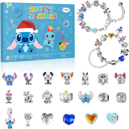2025 Stitch Christmas Advent Calendar – DIY Jewelry Kit with 24 Days, Charm Bracelet & Necklace for Girls